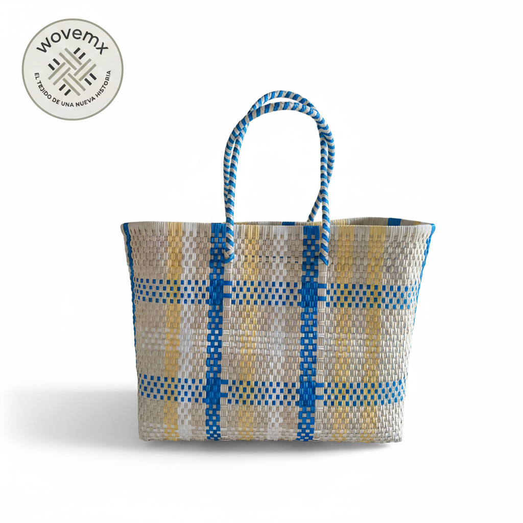 Tote Especial Linea Clasica Tradicional WOVEMX — Bolsa Artesanal Tejida con Plastico Reciclado